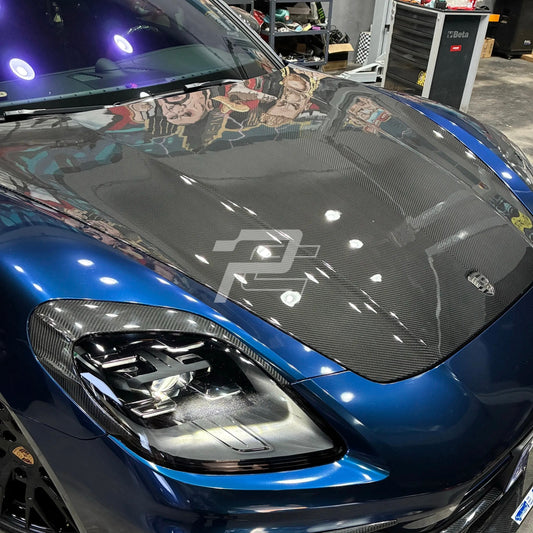 OEM Style Dry Carbon Fiber Engine Hood - Porsche Panamera 976