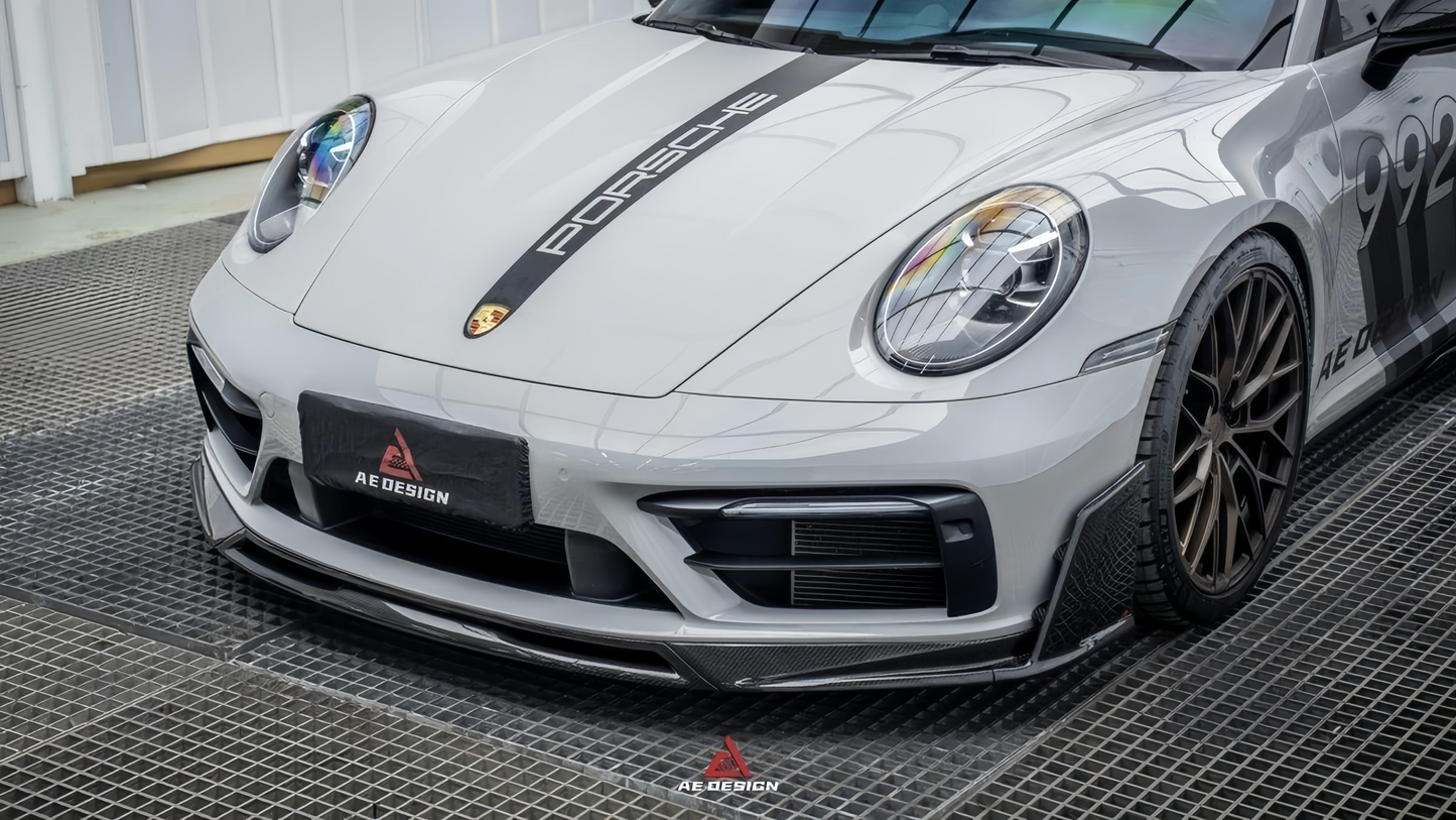 AE Style Dry Carbon Fiber Front Lip – Porsche 911 992.1 Carrera / S / 4 / 4S / T / GTS