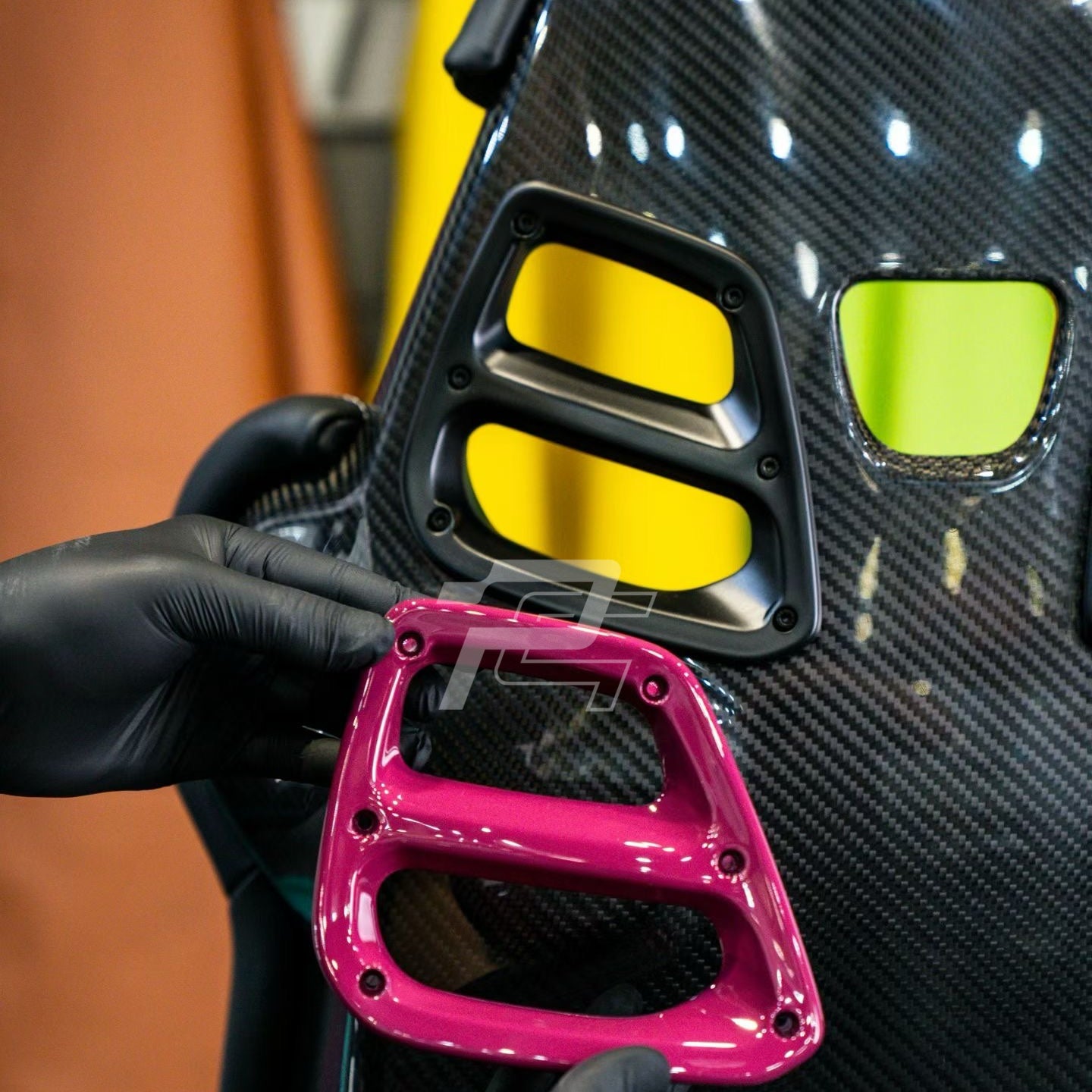 Custom Painted LWCB Seat Belt Pass Through Trim - Porsche 991 & 992 & 718 Lightweight Carbon Bucket Seats