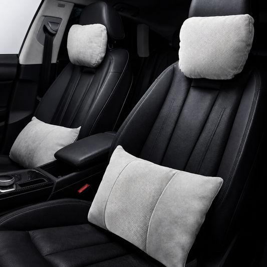 Signature Italian Alcantara Headrest & Lumbar Support Cushion Set