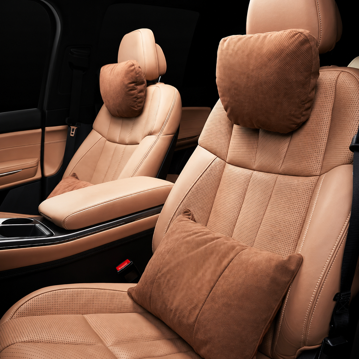 Signature Italian Alcantara Headrest & Lumbar Support Cushion Set