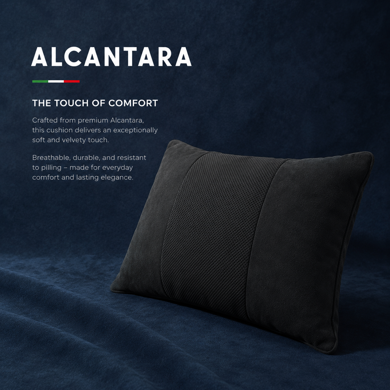 Signature Italian Alcantara Headrest & Lumbar Support Cushion Set