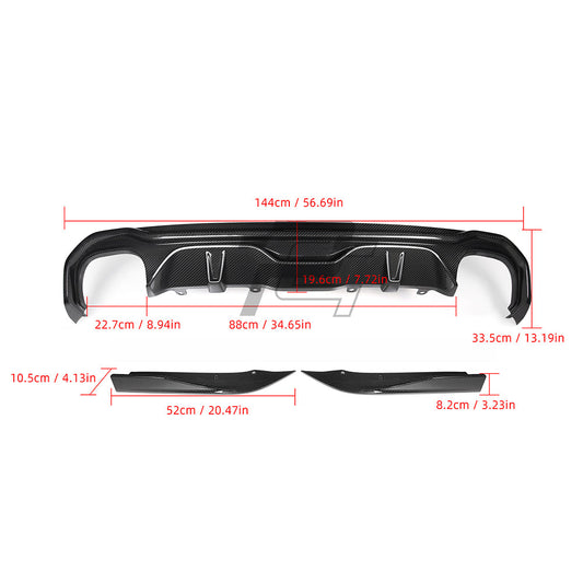 SQ Style Carbon Fiber Double Tips Diffuser - BMW 4 Series G26