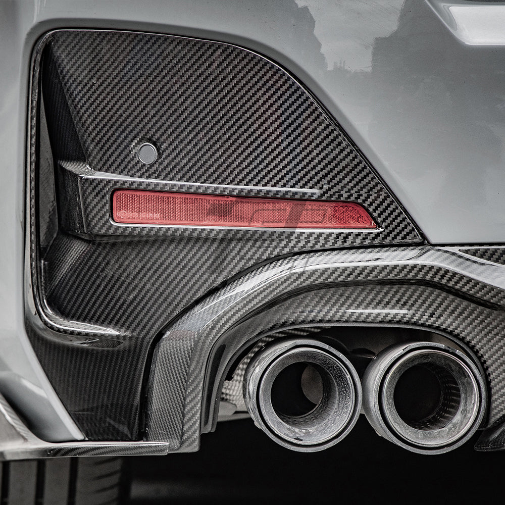 SQ Style Carbon Fiber Rear Bumper Trim - BMW i4 G26