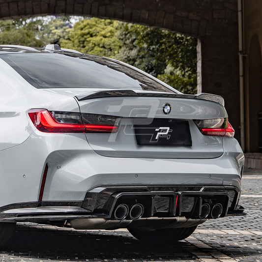 SQ Style Carbon Fiber Rear Diffuser Set With Brake Light V1 - BMW M3 G80 G81