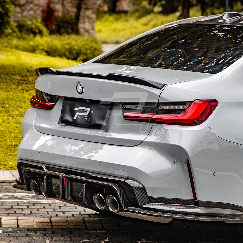 SQ Style Carbon Fiber Rear Diffuser Set With Brake Light V1 - BMW M3 G80 G81