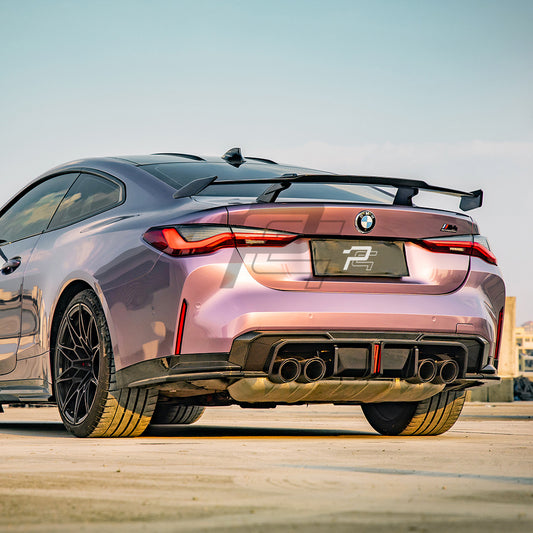 SQ Style Carbon Fiber Rear Diffuser Set With Brake Light V1 - BMW M4 G82 G83