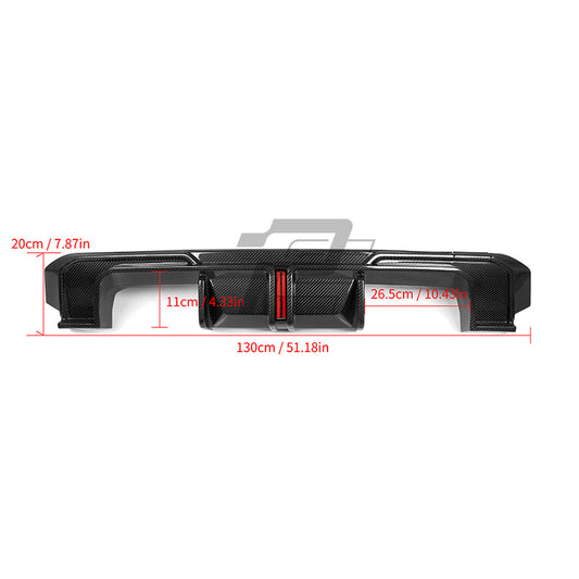 SQ Style Carbon Fiber Rear Diffuser Set With Brake Light V1 - BMW M4 G82 G83