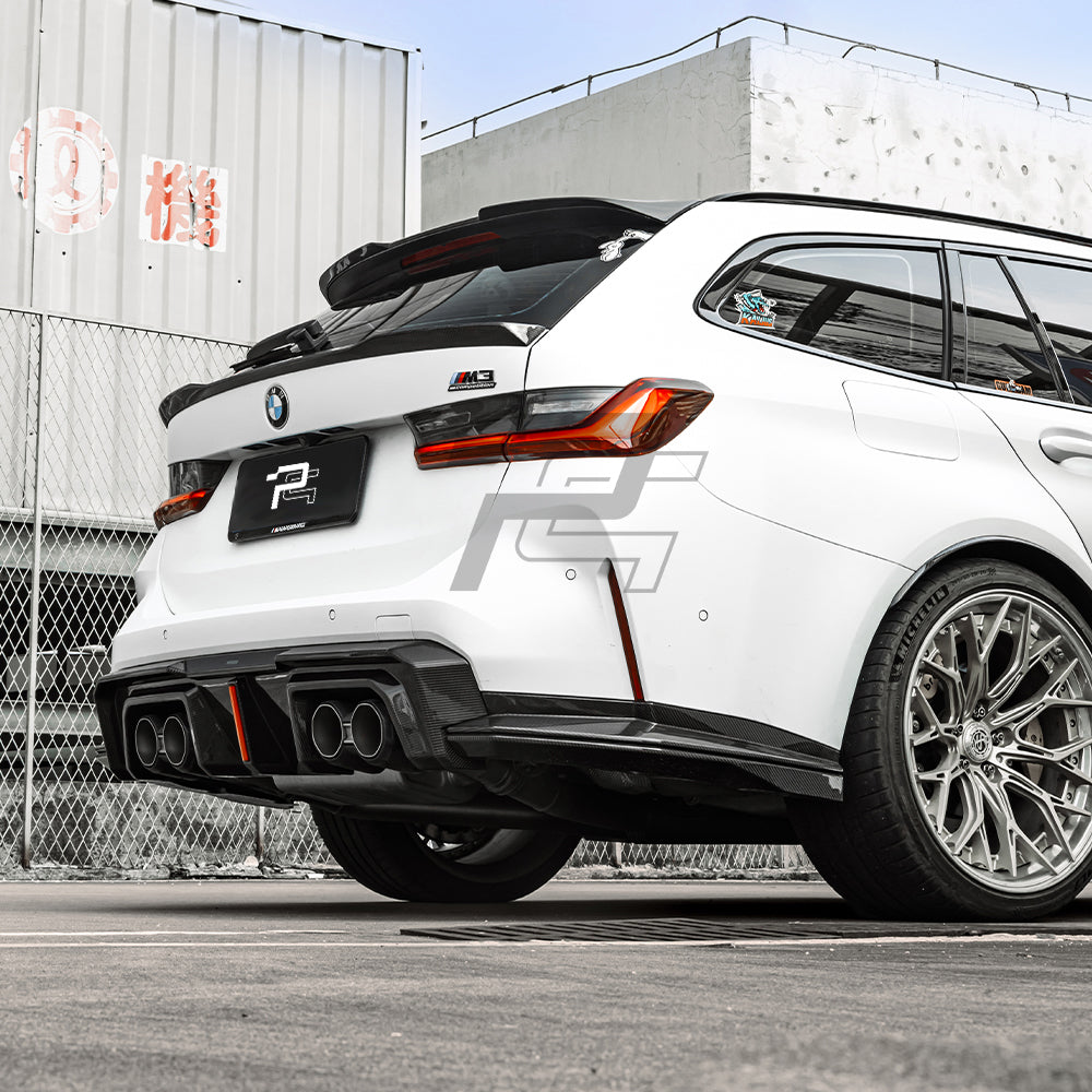 SQ Style Carbon Fiber Rear Diffuser Set With Brake Light V2 - BMW M3 G80 G81