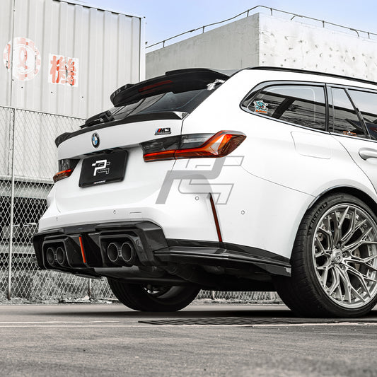 SQ Style Carbon Fiber Rear Diffuser Set With Brake Light V2 - BMW M3 G80 G81