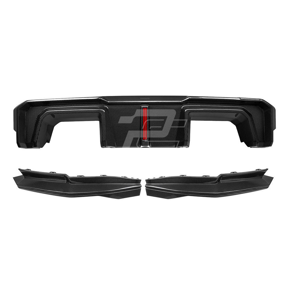 SQ Style Carbon Fiber Rear Diffuser Set With Brake Light V2 - BMW M3 G80 G81