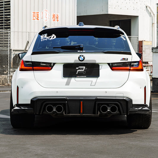 SQ Style Carbon Fiber Rear Diffuser Set With Brake Light V2 - BMW M3 G80 G81