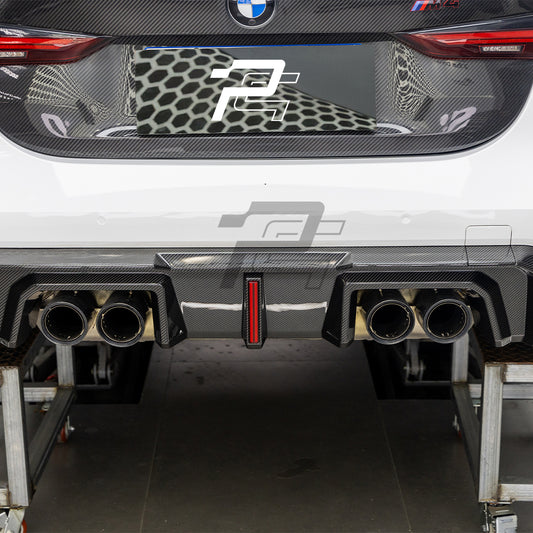 SQ Style Carbon Fiber Rear Diffuser Set With Brake Light V2 - BMW M4 G82 G83