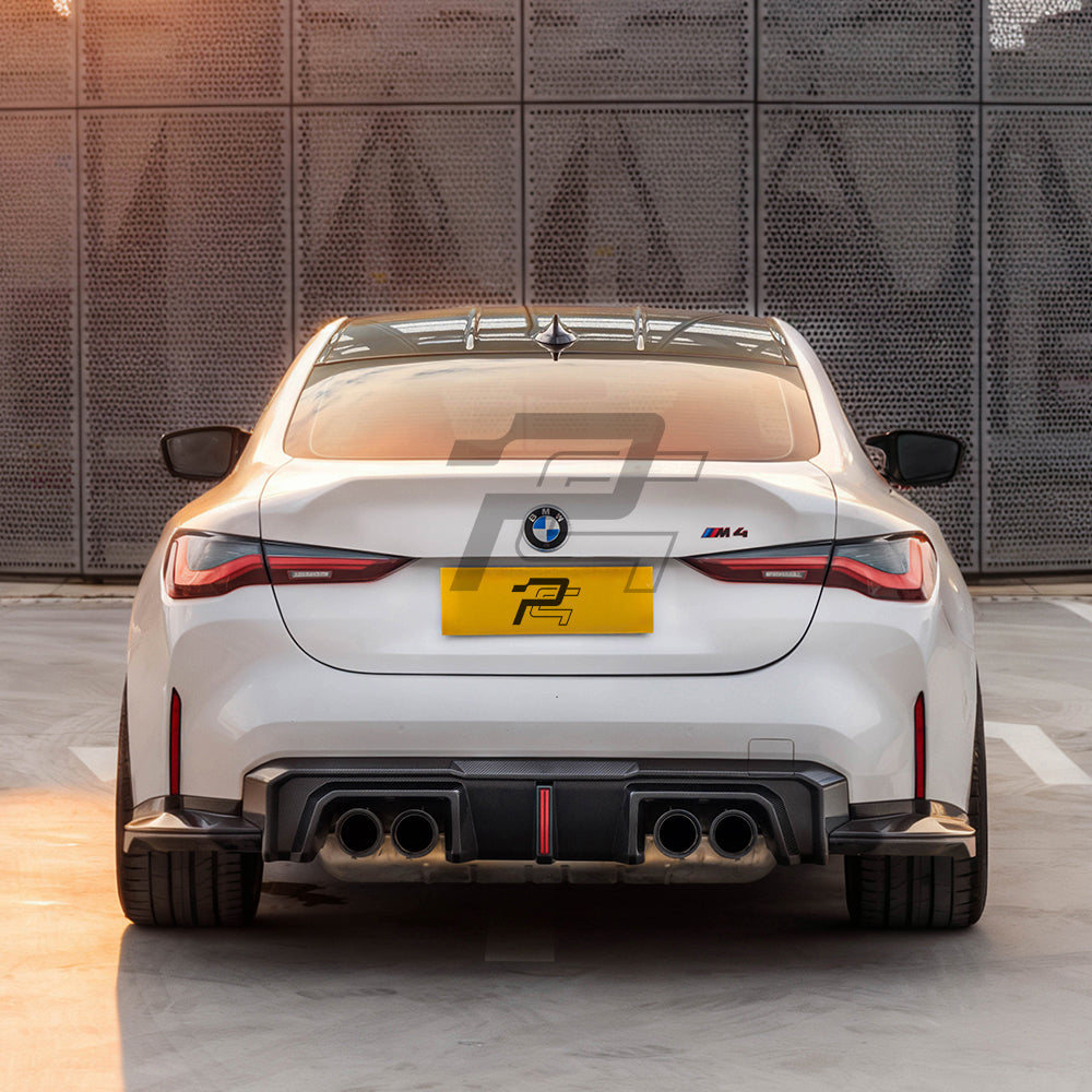 SQ Style Carbon Fiber Rear Diffuser Set With Brake Light V2 - BMW M4 G82 G83