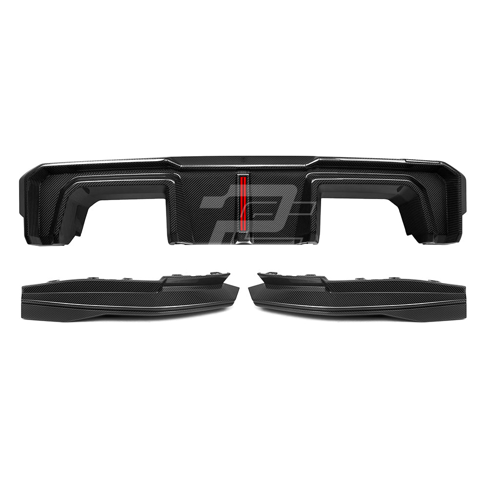 SQ Style Carbon Fiber Rear Diffuser Set With Brake Light V2 - BMW M4 G82 G83