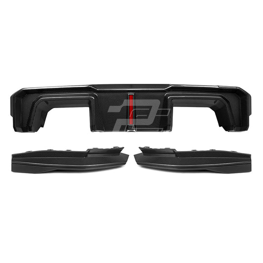 SQ Style Carbon Fiber Rear Diffuser Set With Brake Light V2 - BMW M4 G82 G83