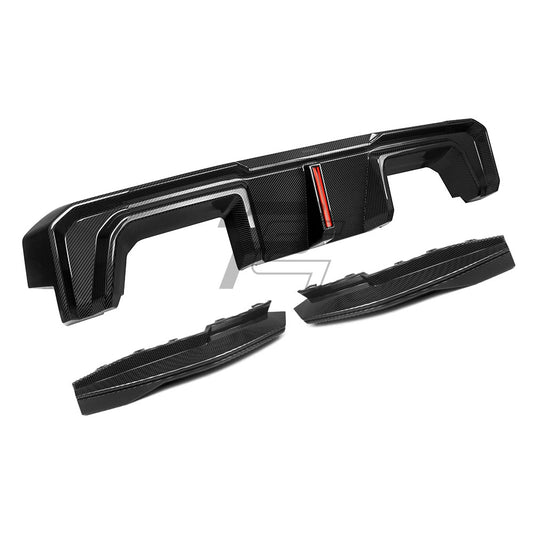 SQ Style Carbon Fiber Rear Diffuser Set With Brake Light V2 - BMW M4 G82 G83