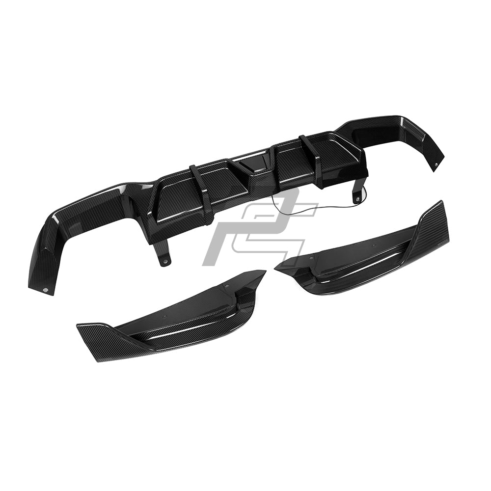 SQ Style Carbon Fiber Rear Diffuser With Brake Light - BMW X4 G02 LCI