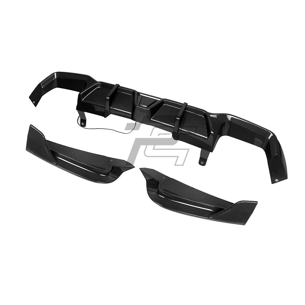 SQ Style Carbon Fiber Rear Diffuser With Brake Light - BMW X4 G02 LCI