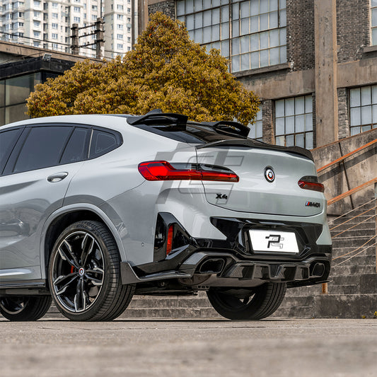 SQ Style Carbon Fiber Rear Diffuser With Brake Light - BMW X4 G02 LCI