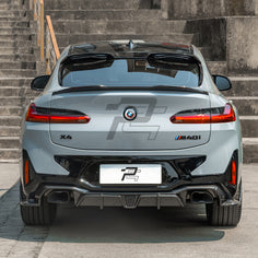 SQ Style Carbon Fiber Rear Diffuser With Brake Light - BMW X4 G02 LCI