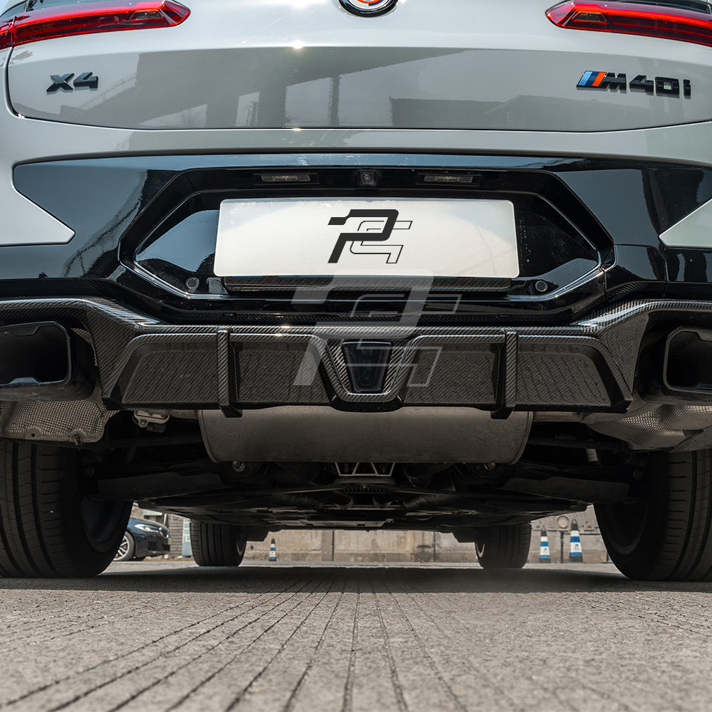 SQ Style Carbon Fiber Rear Diffuser With Brake Light - BMW X4 G02 LCI