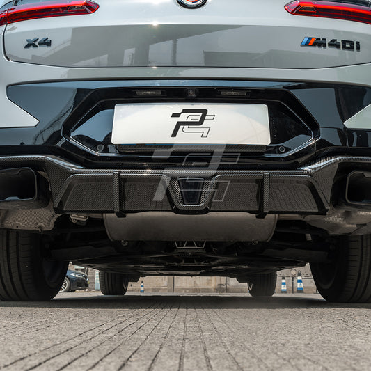 SQ Style Carbon Fiber Rear Diffuser With Brake Light - BMW X4 G02 LCI