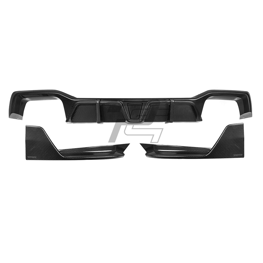SQ Style Carbon Fiber Rear Diffuser With Brake Light - BMW X4 G02 LCI