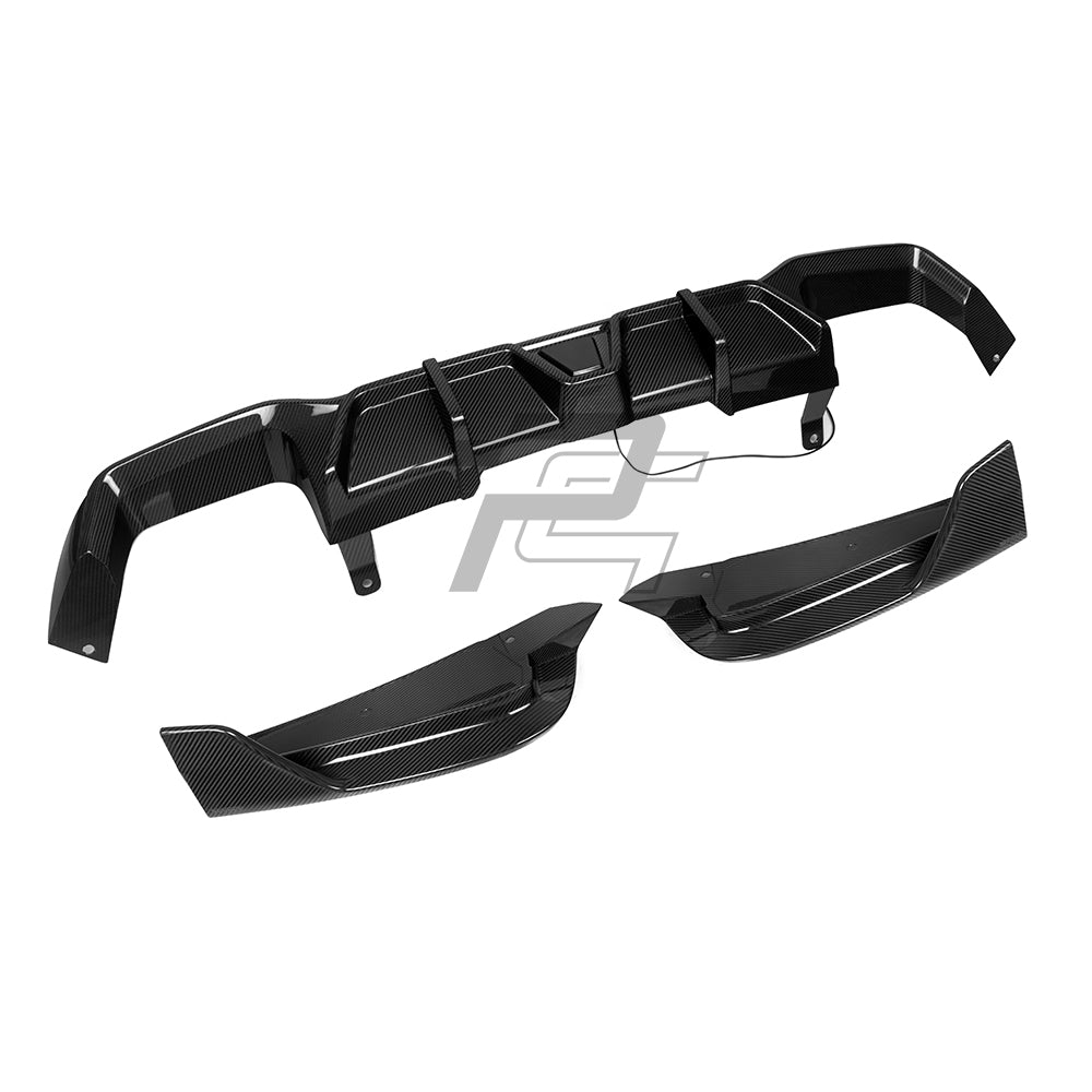 SQ Style Carbon Fiber Rear Diffuser With Brake Light - BMW X4M F98 LCI