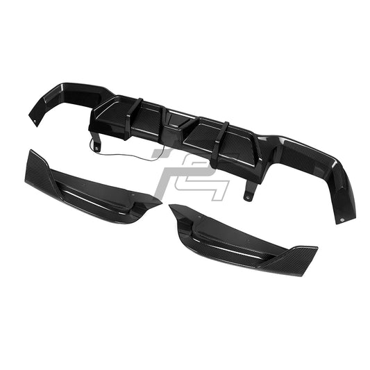 SQ Style Carbon Fiber Rear Diffuser With Brake Light - BMW X4M F98 LCI